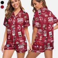 Dr Pepper Drink Satin Pajamas, Pepper Printed Pajamas, Pepper Lover Sleepwear, Gift For Pepper Lover, Gift For Her, Memorial ...