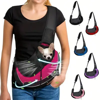 Breathable Dog Sling Carrier, Portable Travel Pet Sling Shoulder Bag Carrier, Dog Bag for Travel, Suitable for Small To Mediu...