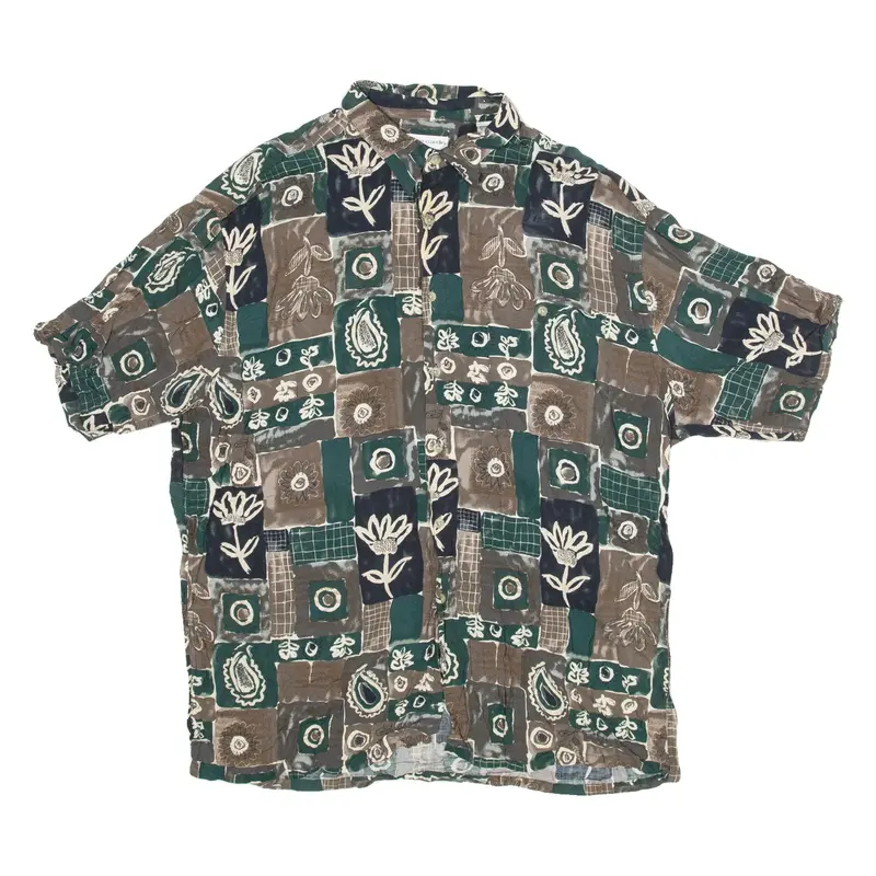 PIERRE CARDIN Mens Shirt Green Floral Long Sleeve XL