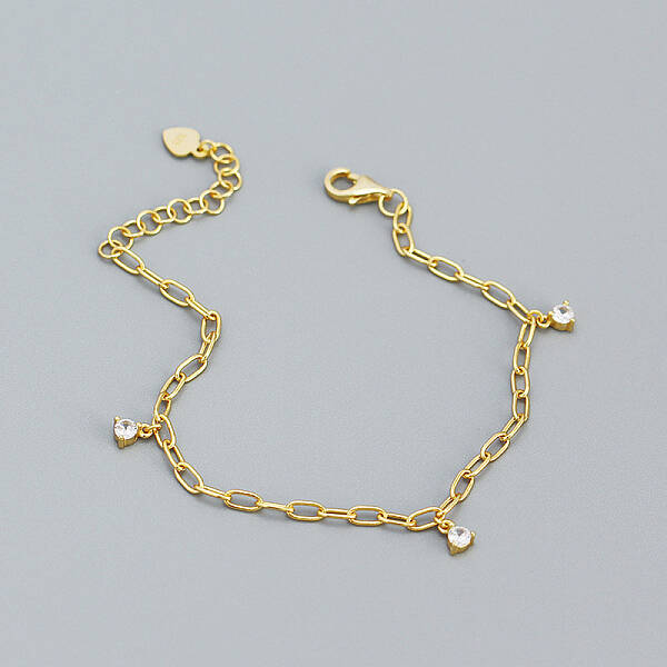 Sweet Summer Silver Zircon Chain Bracelet Unique Design Girl Jewelry