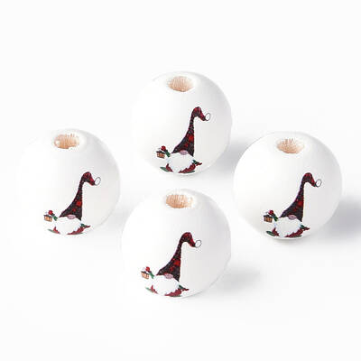 Painted Natural Wood Round Beads