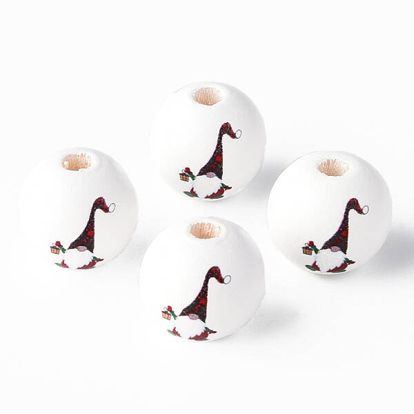 Painted Natural Wood Round Beads