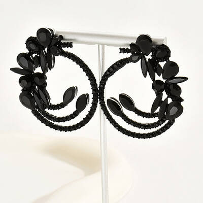 Black Brass Micro Pave Cubic Zirconia Dangle Stud Earrings