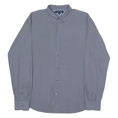 TOMMY HILFIGER Mens Plain Shirt Grey Long Sleeve L