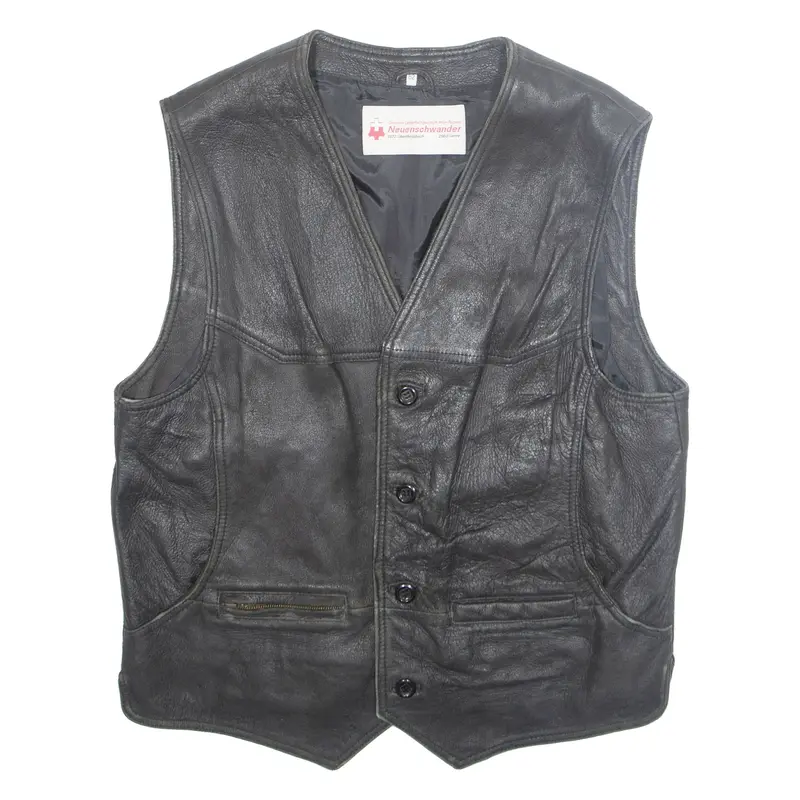 NEUENSCHWANDER Mens Gilet Black Leather L