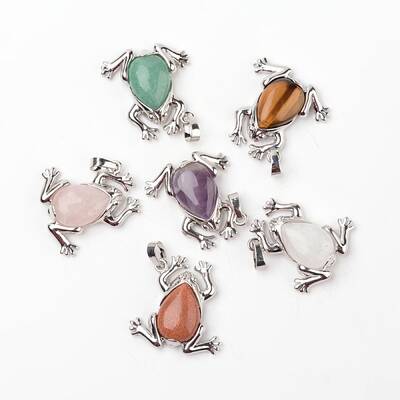 Frog Natural & Synthetic Mixed Stone Pendants