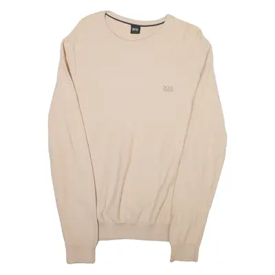 HUGO BOSS Mens Jumper Beige Open Knit L