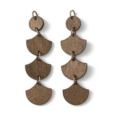 Flat Round & Fan Poplar Wood Big Pendants