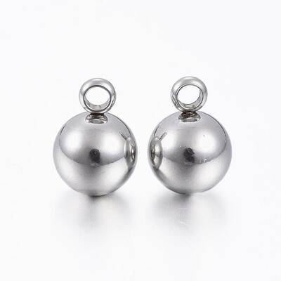 Tarnish Resistant 201 Stainless Steel Round Ball Charms