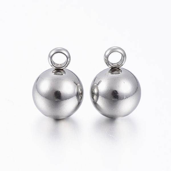 Tarnish Resistant 201 Stainless Steel Round Ball Charms
