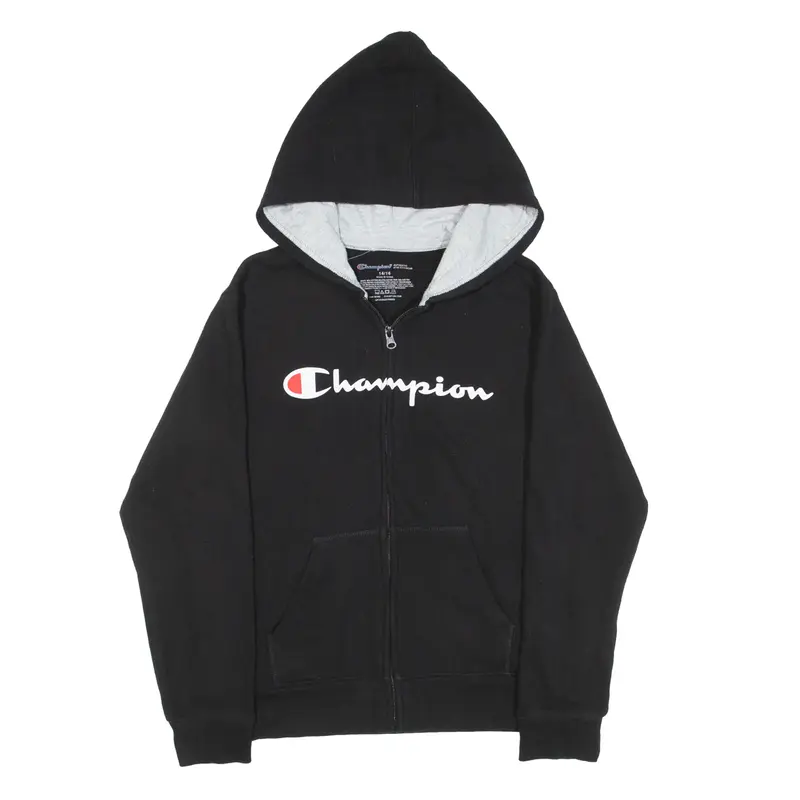 CHAMPION Hoodie Black Full Zip Boys L