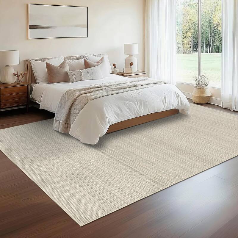 Garvee Modern Striped Rug 10x13 - Soft Low-Pile, Non-Slip TPR Backing, Durable Polyester, Stain Resistant, Easy to Clean, Liv...