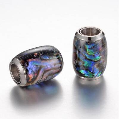 304 Stainless Steel Enamel Magnetic Clasps with Glue-in Ends