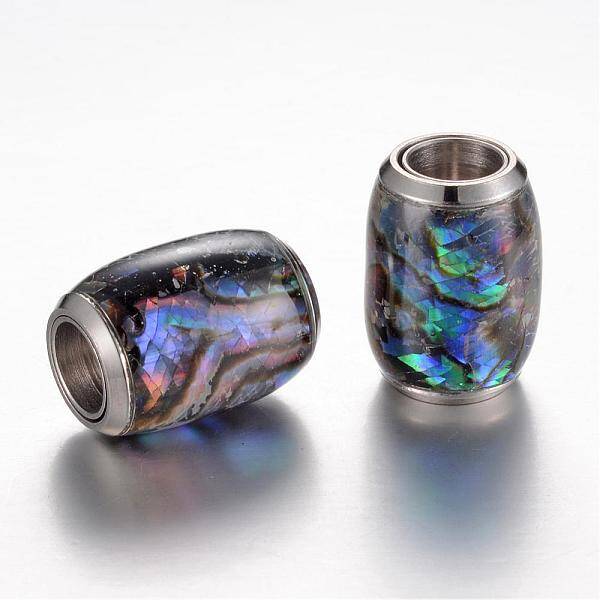 304 Stainless Steel Enamel Magnetic Clasps with Glue-in Ends
