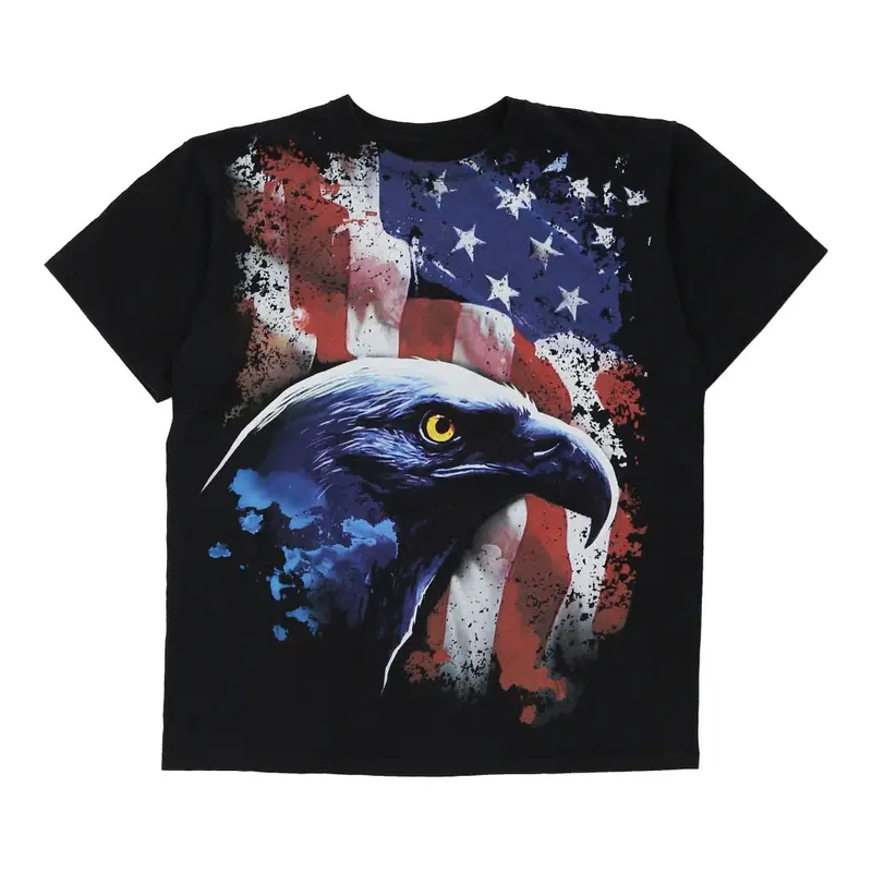 Liquid Blue Graphic T-Shirt - Large Black Cotton