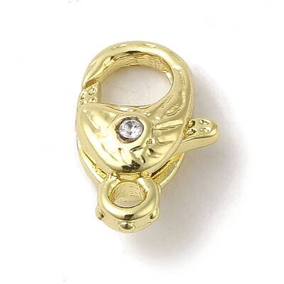 Brass Micro Pave Clear Cubic Zirconia Lobster Claw Clasps