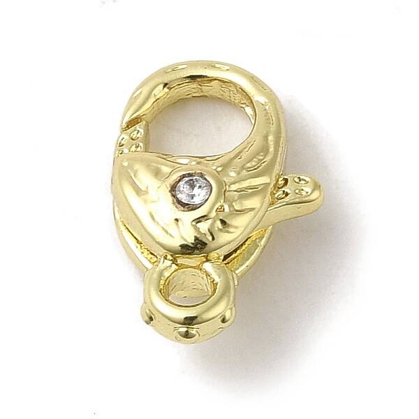 Brass Micro Pave Clear Cubic Zirconia Lobster Claw Clasps