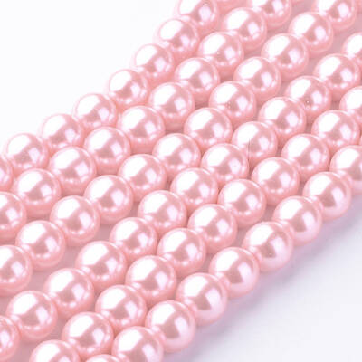 Baking Painted Pearlized Glass Pearl Round Bead Strands