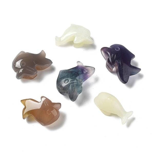 Natural Mix Gemstone Dolphin Healing  Figurines