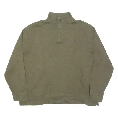POLO RALPH LAUREN Mens Jumper Green 1/4 Zip Tight Knit XL