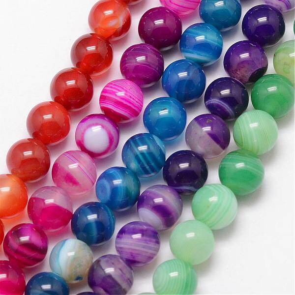 Natural Striped Agate/Banded Agate Bead Strands