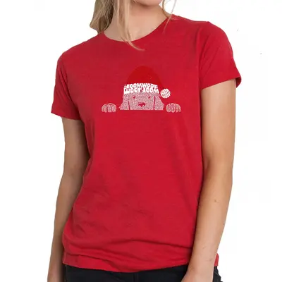 Christmas Peeking Dog - Women's Premium Blend Word Art T-Shirt - Navy - XX-Large