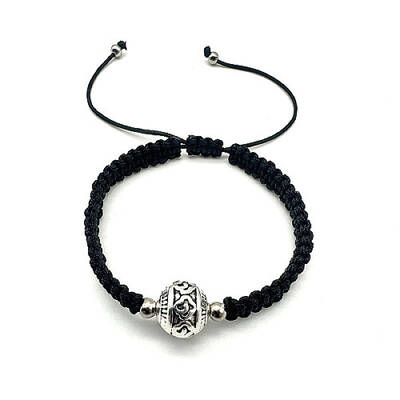 Zinc Alloy Rondelle Braided Bead Bracelet with Nylon Cords