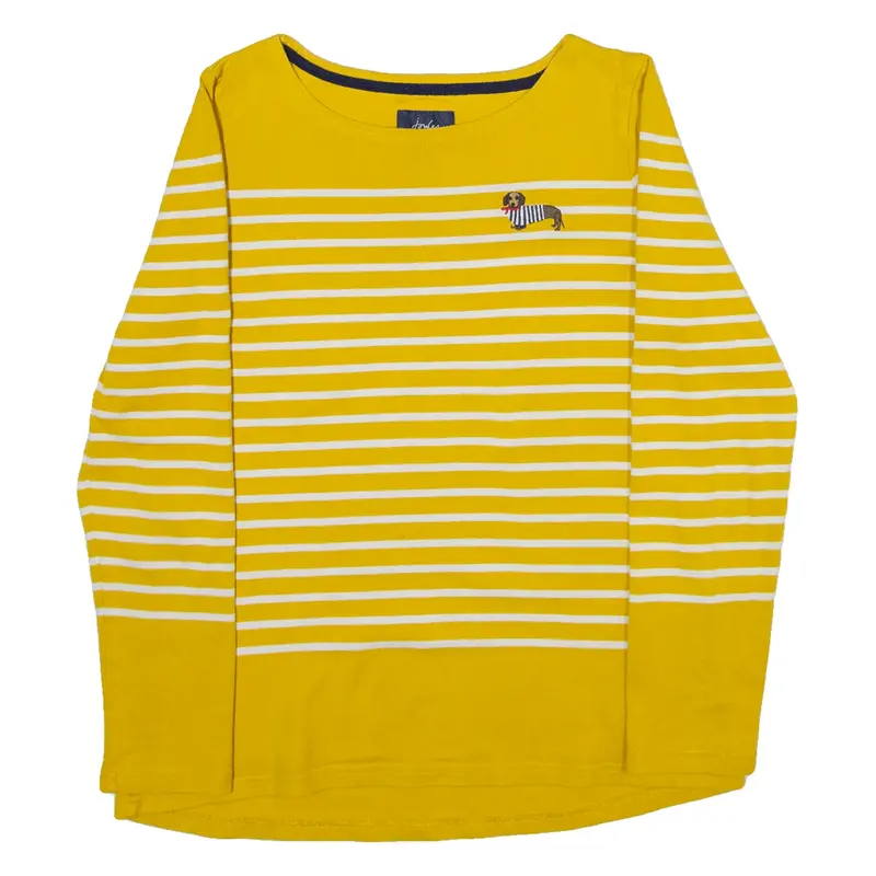 JOULES Womens Jumper Yellow Striped Tight Knit UK 12