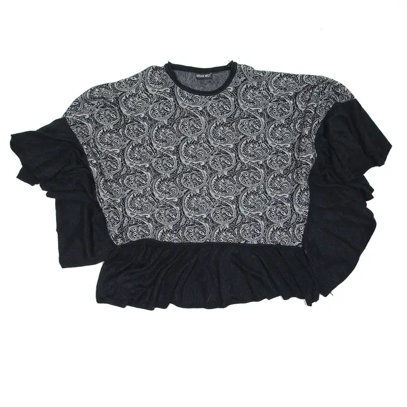 URBAN MIST Shawl Patterned Jumper Grey 90s Paisley Sleeveless Womens XL
