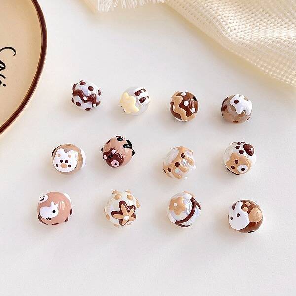 Opaque Acrylic Beads with Enamel