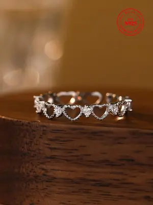 925 Sterling Silver Fashion Hollow Out Heart Design Ring, Fashion Jewelry for Party, Daily Clothing Decor, Exquisite Jewelry ...
