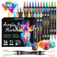 Acrylic Paint Marker Pen Set, 1 Set 12/24/36pcs Double Tip Double Color Acrylic Paint Drawing Marker Pen, Art Supplies for Ro...