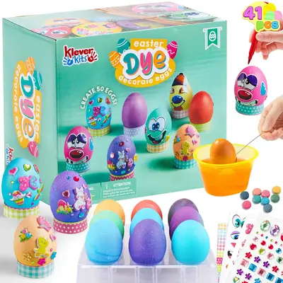 20Pcs/27Pcs/41Pcs Easter Egg Decorating DIY Kit with Dye Tablets and Easter Stickers, Coloring Dyeing Set for Kids Theme Part...