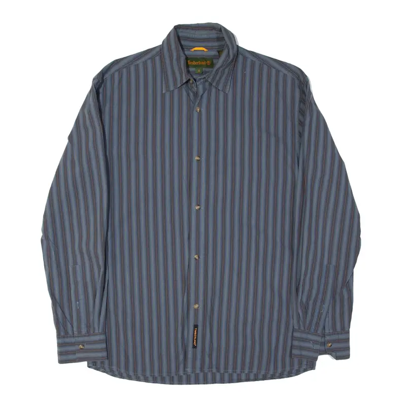 TIMBERLAND Shirt Blue Striped Long Sleeve Mens S