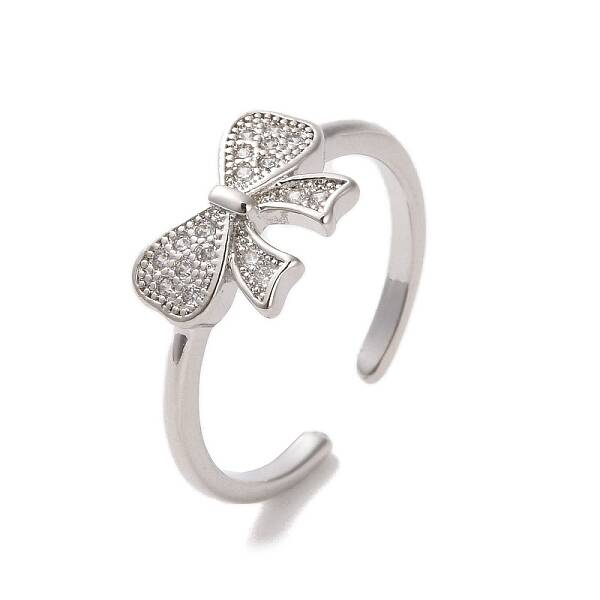 Brass Micro Pave Cubic Zirconia Open Cuff Ring