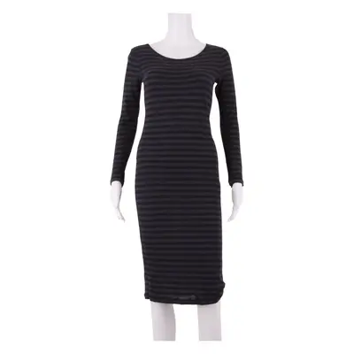 GANNI Womens Bodycon Dress Blue Striped Long Sleeve Midi S