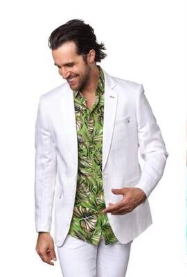 Mens White Linen Suit
