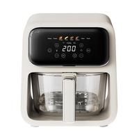 Crispy Quiet Non-Toxic Tempered 5mm Glass Air Fryer, 4.2QT&Glass Containers, Dishwasher Safe, Air Crisp Technology with 400°...