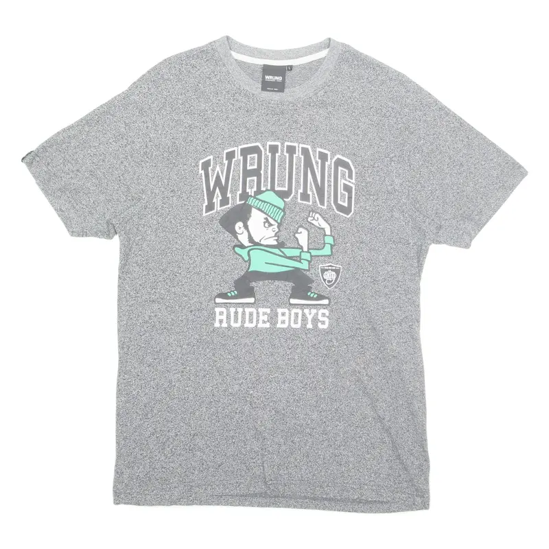 WRUNG Rude Boys Mens T-Shirt Grey L