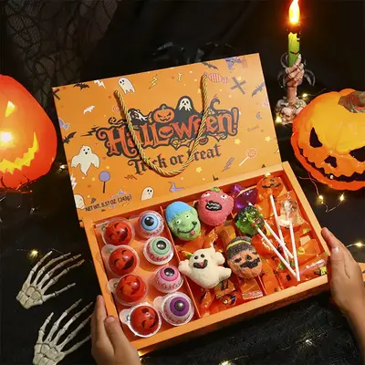 Halloween Candy Gift box set, 4D Lollipop Marshmallows Gummies , Various mixed candies  party favors, Creative Ghost  pumpkin...