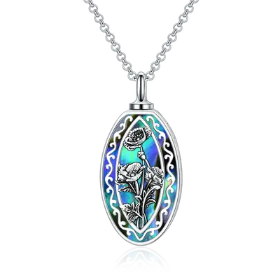 Sterling Silver Abalone Shellfish Carnation Daffodil Daisy Rose And Sunflower Urn Necklace For Ashes