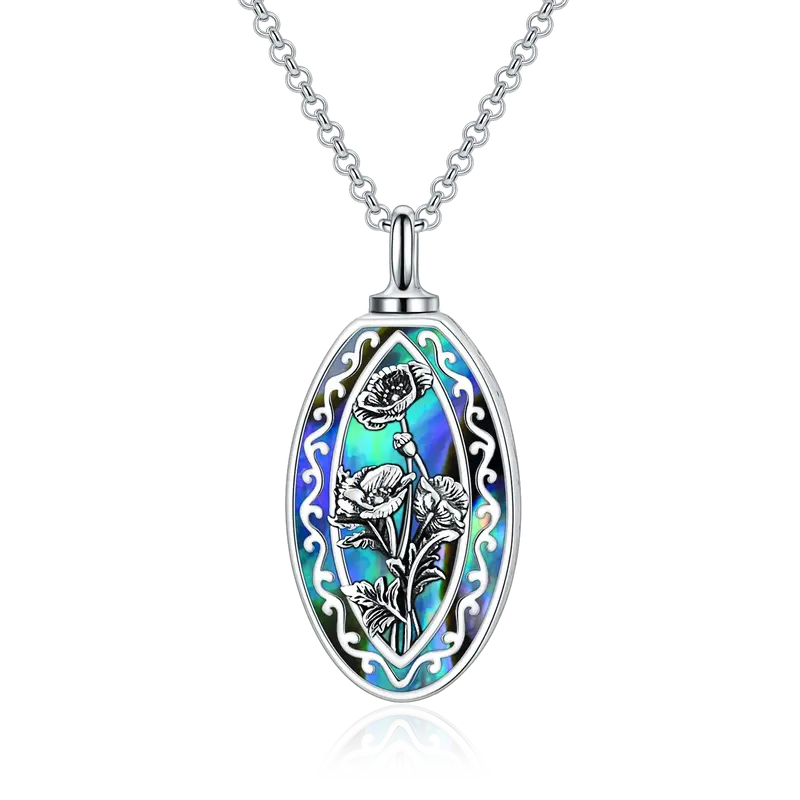 Sterling Silver Abalone Shellfish Carnation Daffodil Daisy Rose And Sunflower Urn Necklace For Ashes