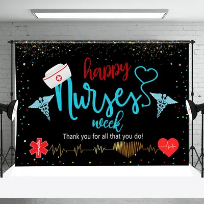 Red Heart Hat Happy National Nurses Day Backdrop - Aperturee