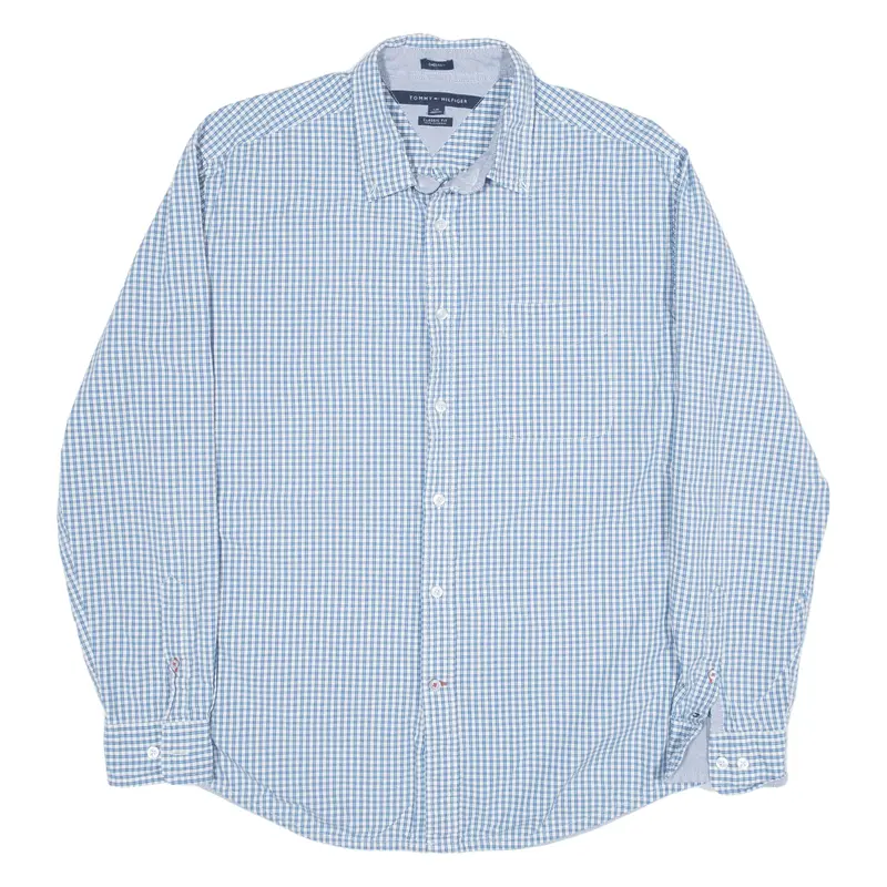 TOMMY HILFIGER Shirt Blue Check Long Sleeve Mens L