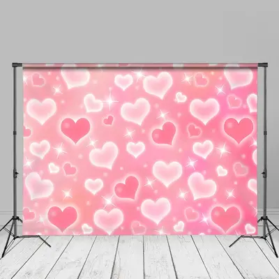 Bokeh Pink Heart Valentines Day Photography Backdrop - Aperturee