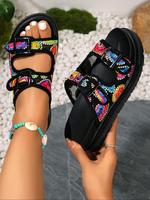 Women's Fashionable Colorblock Buckle Decorated Platform Sandals, Trending Shoes, Casual Comfortable Sandals for Summer, Comf...