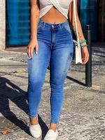 Women's Plain High Waist Button Fly Skinny Jeans, Casual Pants Pocket Design Denim Trousers for Daily Wear, Jeans for Women, ...