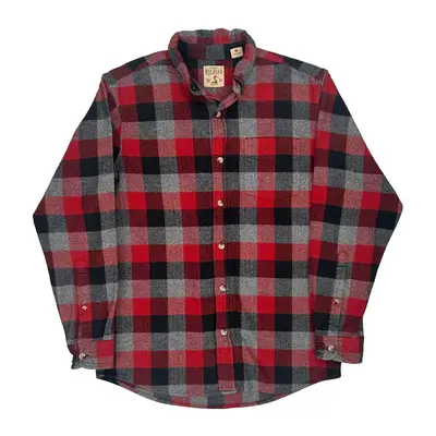 Red Head Checked Flannel Shirt - Medium Black Cotton