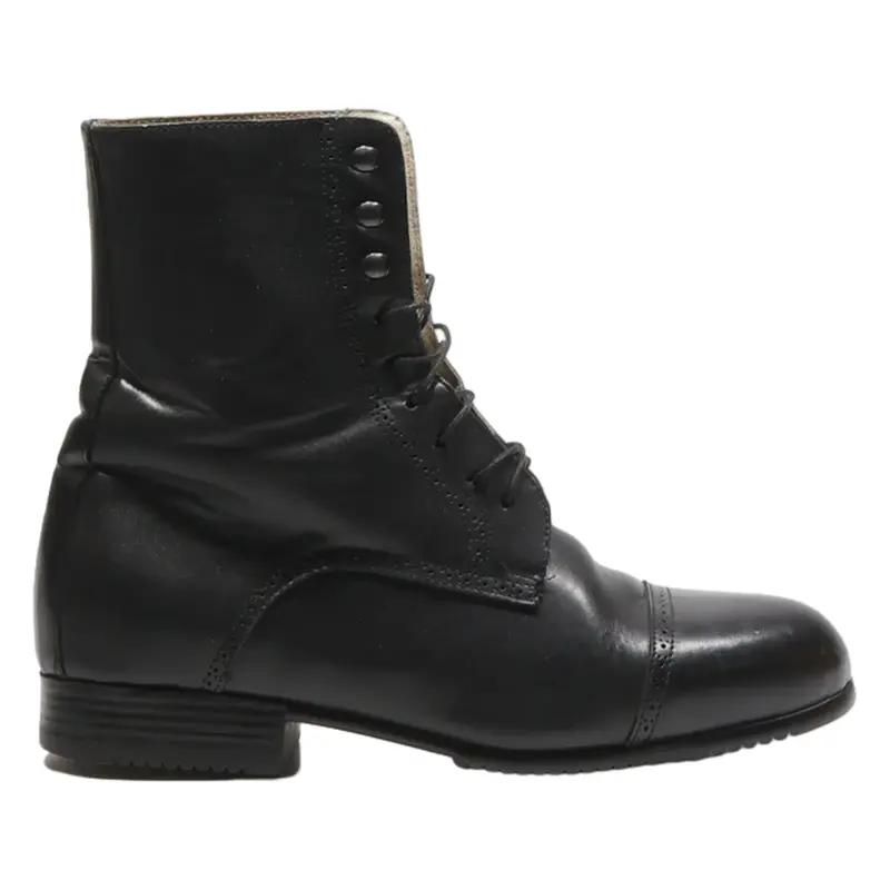 GRAND PRIX Lace-Up Boots Black Leather Womens UK 4.5