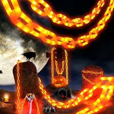 Halloween Decoration Battery Light String - 10ft 160 LED Plastic Chain Light String, Waterproof, 8 Lighting Modes and Timer F...